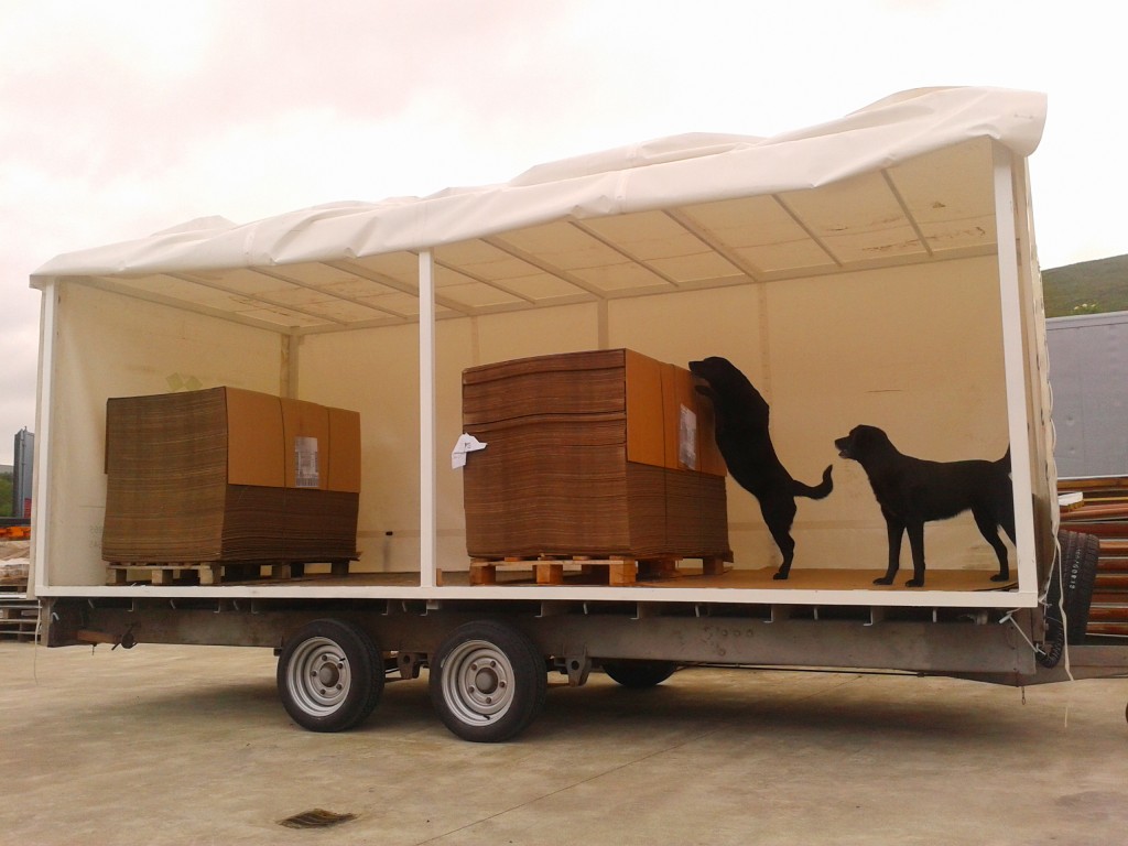 Trailer cover with enough room for the dogs.