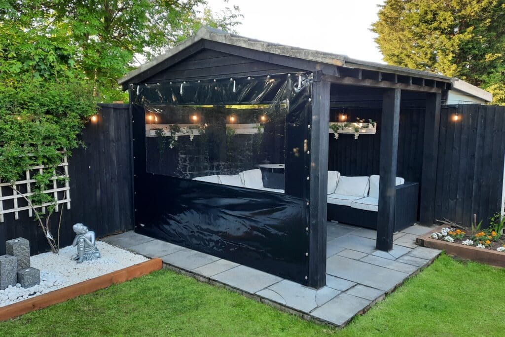 Black Side Panels for Wooden Garden Seated Area