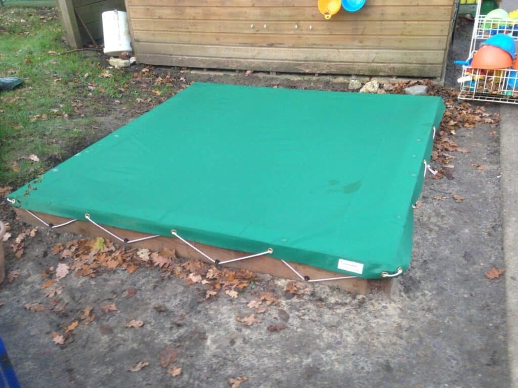 Green Canvas Sandpit Cover for School