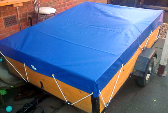 Blue Flat Bed Trailer Cover