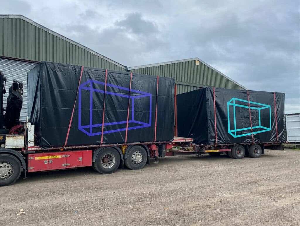 Black Branded Modular Building Covers for Showblock 4