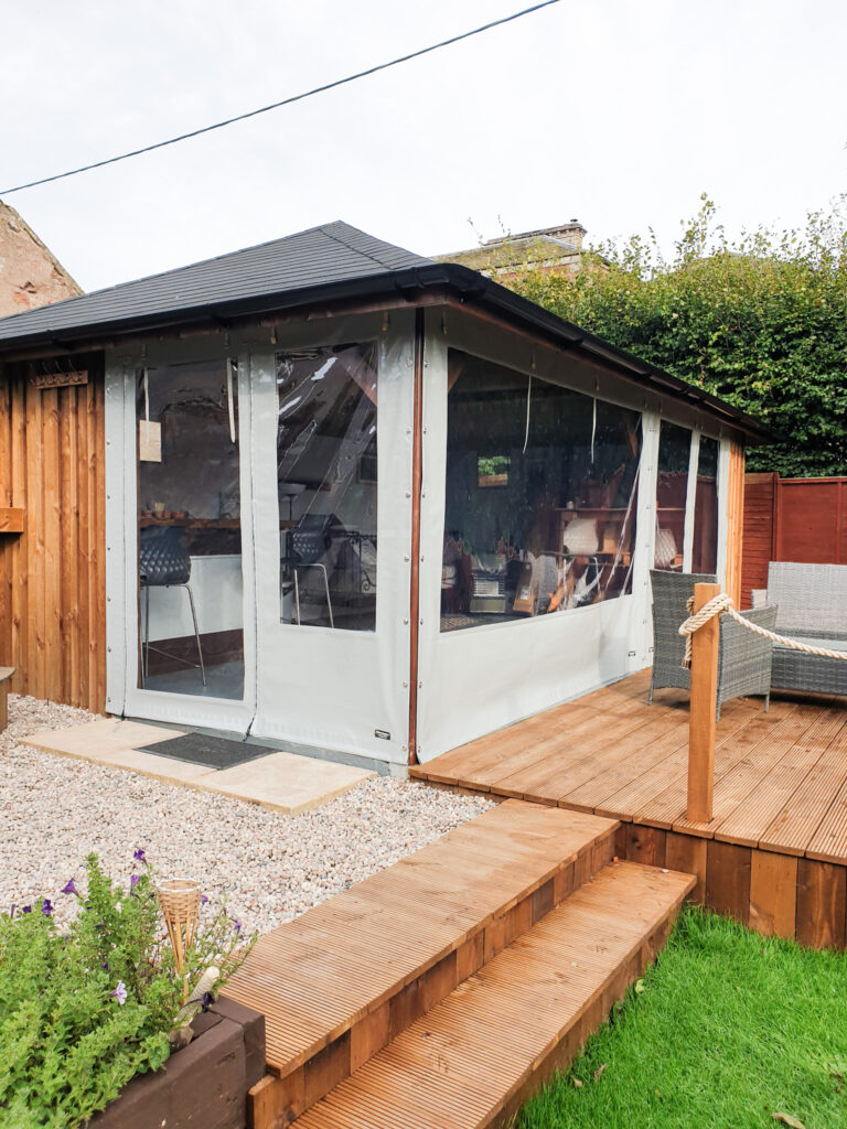 Grey PVC Side Panels for Garden Room with Door & Windows