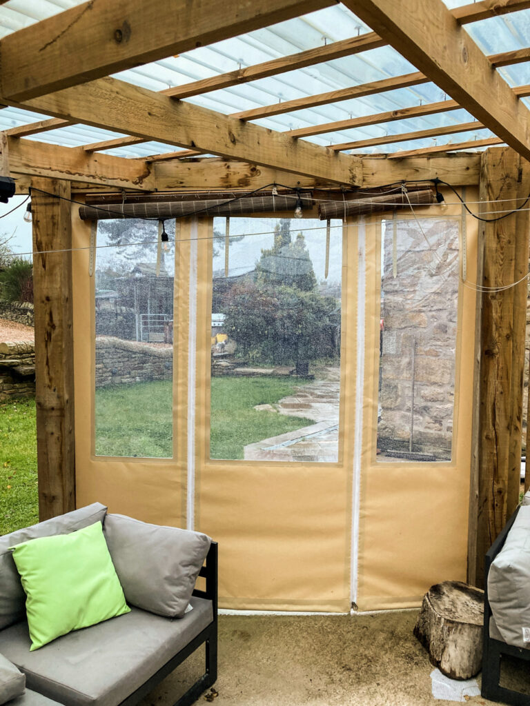 Cream PVC Pergola Cover with Zips & Doors