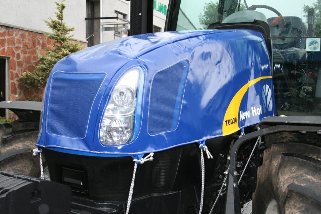 Blue Tractor Bonnet Cover with Mesh Detail