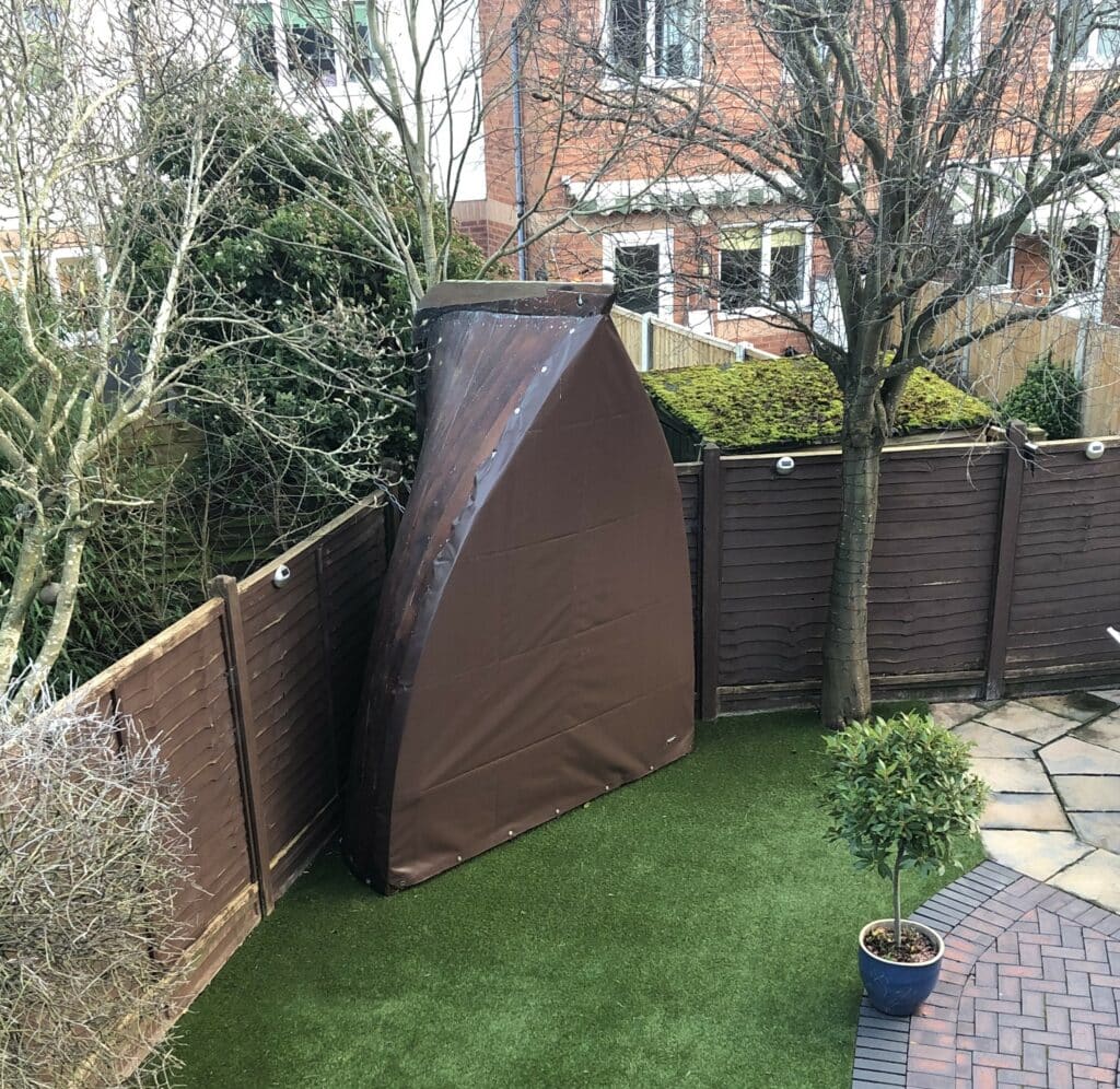 Bespoke shaped garden seat cover