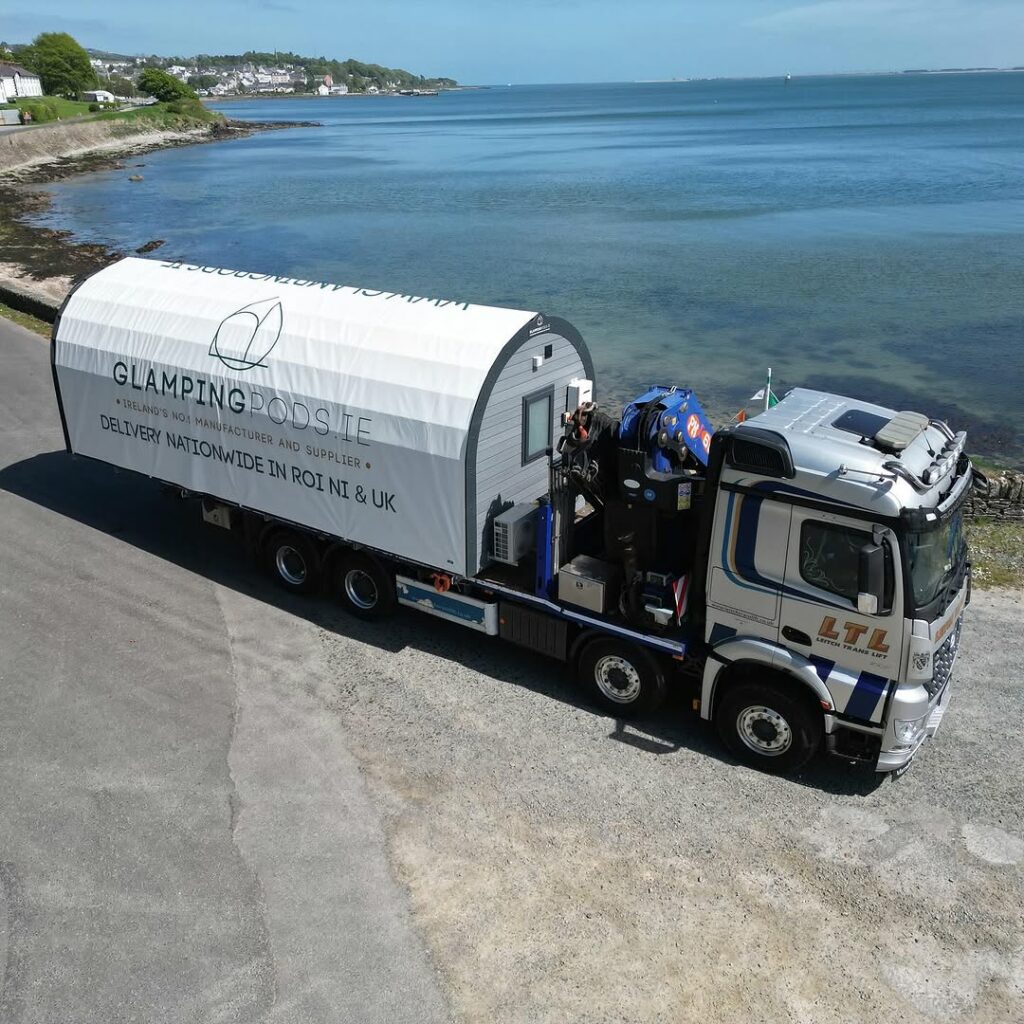 Glamping pod branded transport cover