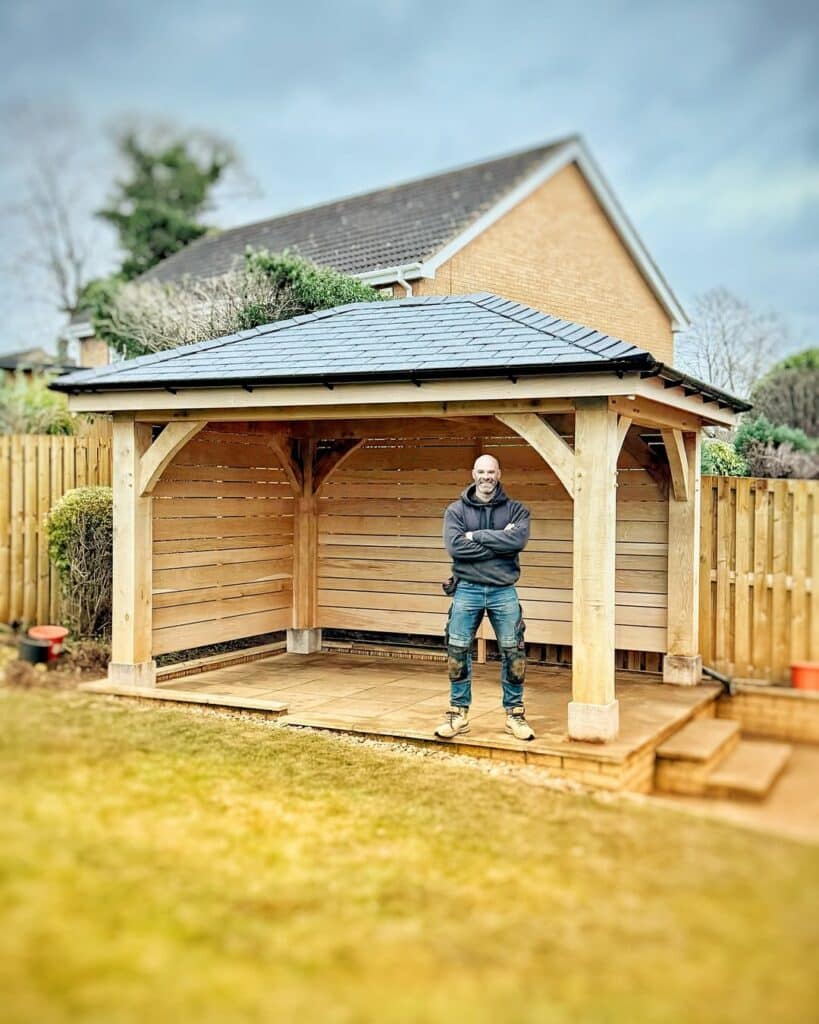 Simon Bowler before fitting gazebo side panels