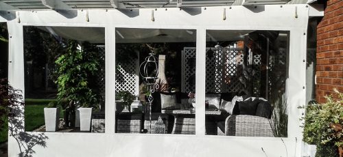White PVC UV Protected Side Panels with Windows for Pergola