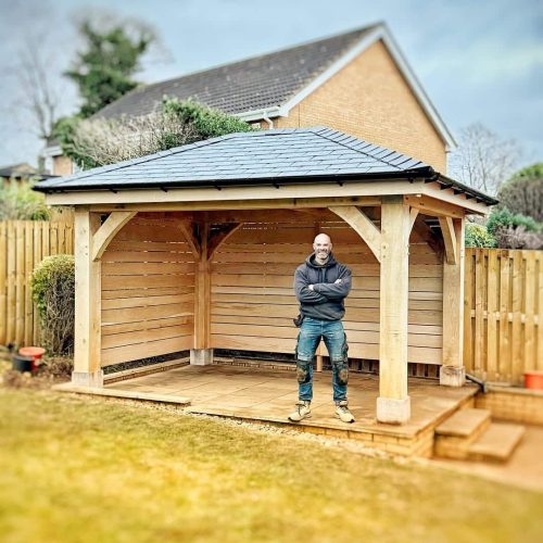 simon-bowler-before-fitting-gazebo-side-panels Simon Bowler before fitting gazebo side panels